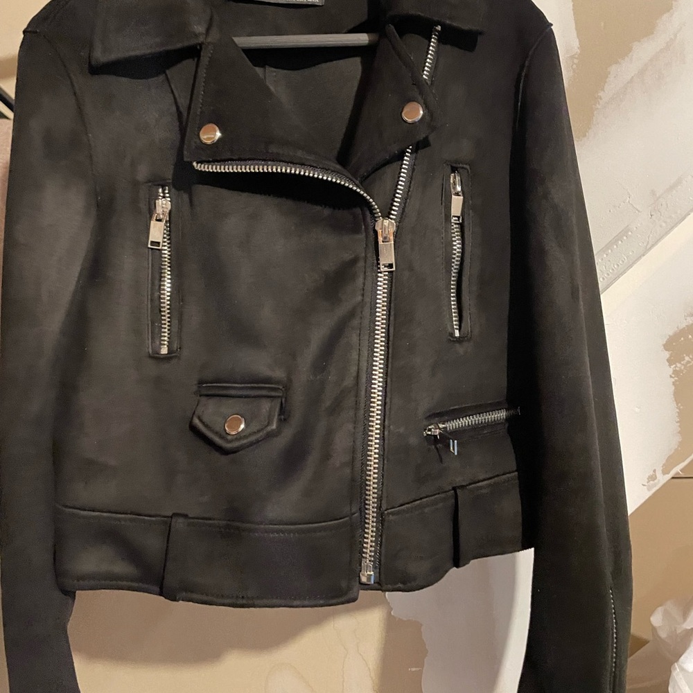 ZARA basic Suede Biker Jacket - Picture 3 of 7